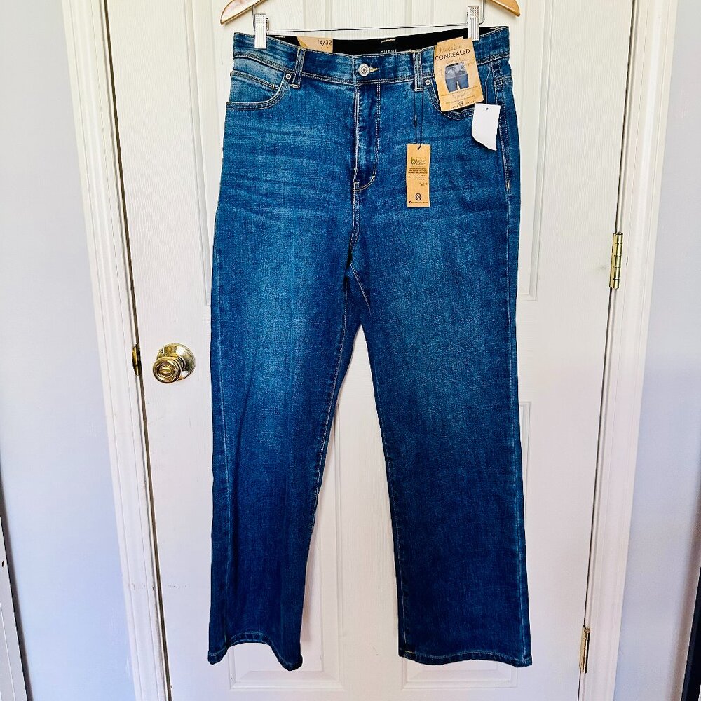 CURVE APPEAL HAMPTON HIGH RISE COMFORT WAIST STRAIGHT LEG DENIM BLUE JEANS 14/32